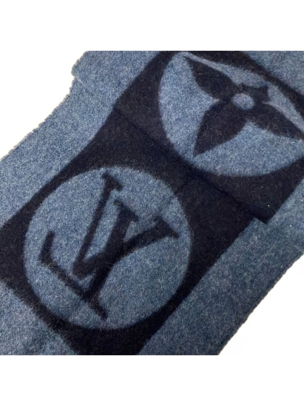 Louis Vuitton Scarf Echarpe Cardiff Blue Wool Angora - Picture 5 of 5